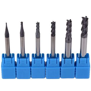 6 Pcs 1-6 Mm 4 Flutes Hrc45 Solid Tungsten Carbide End Mill