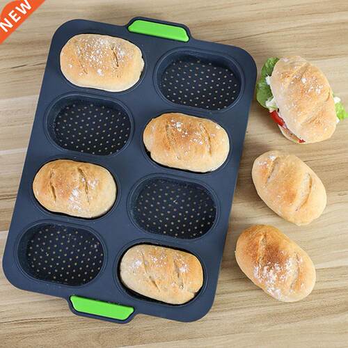 8 Grids Hamburger Tray Bread Mold French Non-stick Silicone