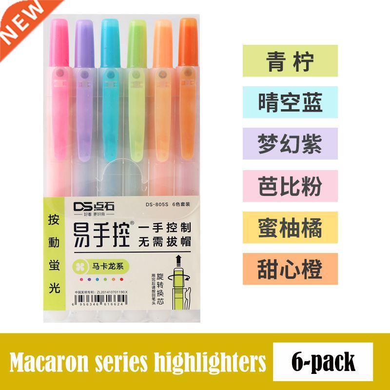 6Pcs/lot Pstel Highlighter Pen Retrctble Fluorescent Mrk