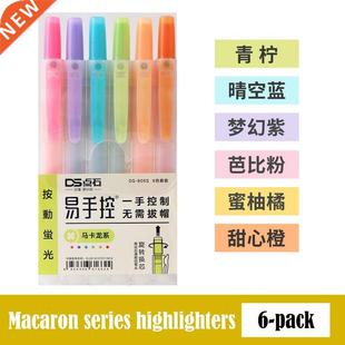 6Pcs/lot Pstel Highlighter Pen Retrctble Fluorescent Mrk