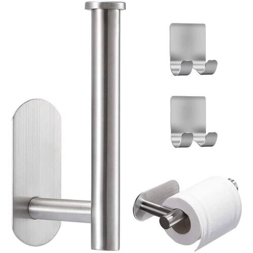 Adhesive Toilet Paper Holder with 2 Adhesive Hooks, Self Adh