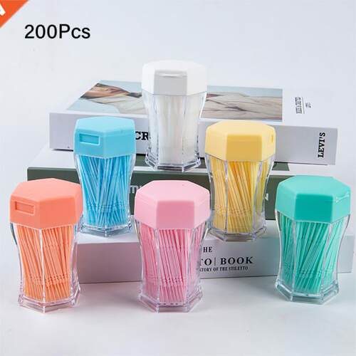 200pcs Soft Plastic Double-head Brushed Toothpick with Tooth