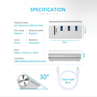 3-Port USB Multi-Function 3A Charger Converter Extension Cab
