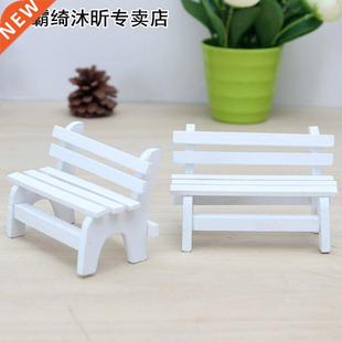 White Wooden Miniature Mini Chair Garden Crafts Figurines Mi