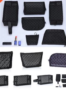 coofit 1pc Fashion Transparent Mesh Makeup Bag Large Capacit