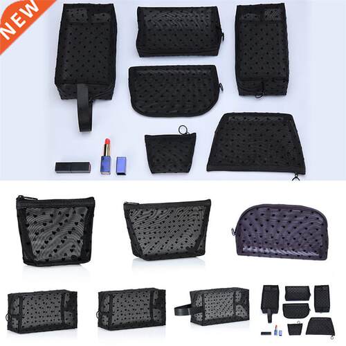 coofit 1pc Fashion Transparent Mesh Makeup Bag Large Capacit