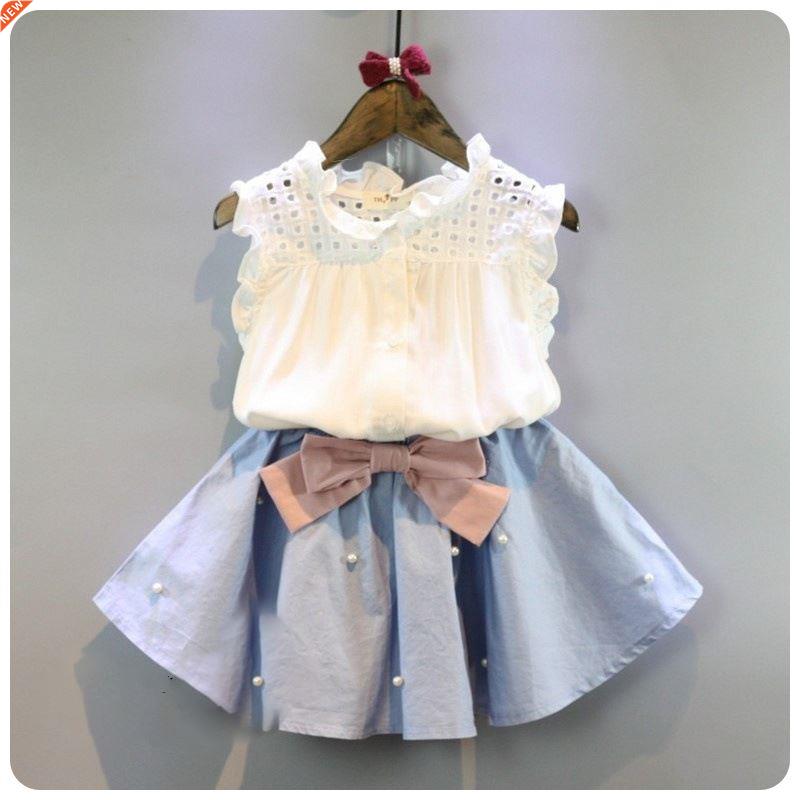 2-8 Years Kids Clothes for Girls The Bow Skirt and Lace Top