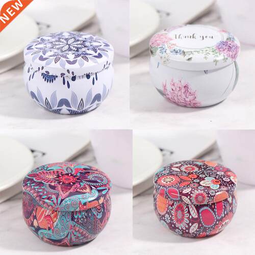 1PC Retro Floral Tin Can Lovely Mini Gift Jewelry Tin Box Co