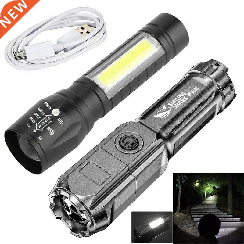 USB Rechargeable Flashlight Strong Light Zoom Highlight Tact图片