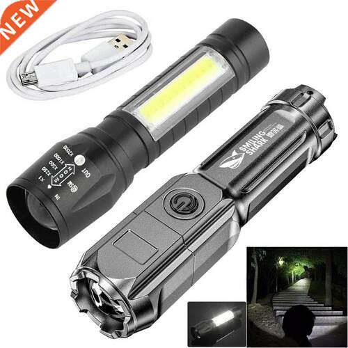 USB Rechargeable Flashlight Strong Light Zoom Highlight Tact