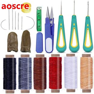 21 PCS Leather Sewing Kit With Wax Threads Rubber Handle Se