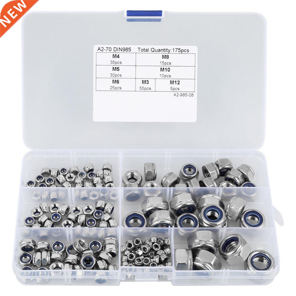 175pcs/set M M4 M5 M6 M8 M10 M12 Stainless Steel Hex Nuts A