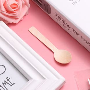 100Pcs Disposable Wooden Spoons Ice Cream Spoon Wedding Part