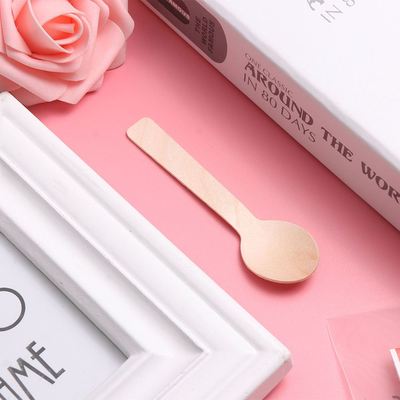 100Pcs Disposable Wooden Spoons Ice Cream Spoon Wedding Part