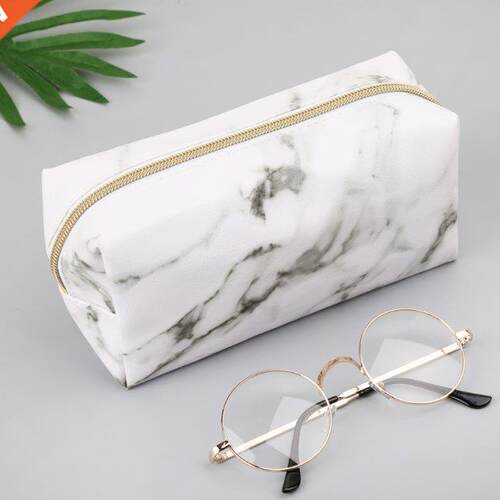 Large Cute Pencil Case Pen Box Zipper Bags Marble Makeup Sto
