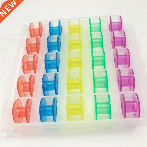 25Pcs/Set Bobbins Box Set Sewing Machine Spools Colorful Pla