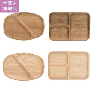 2/4 Grids Wooden Snack Plate Breakfast Bread Tray Fruit Dess