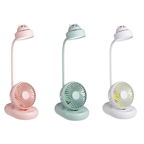 Mute USB Desktop Fan Super w/ Table Lamp 2000mAh Battery