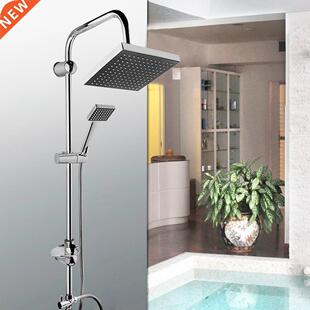Chrome Shower Stall Faucet Set Rainfall Rain Mixer Towel Swi