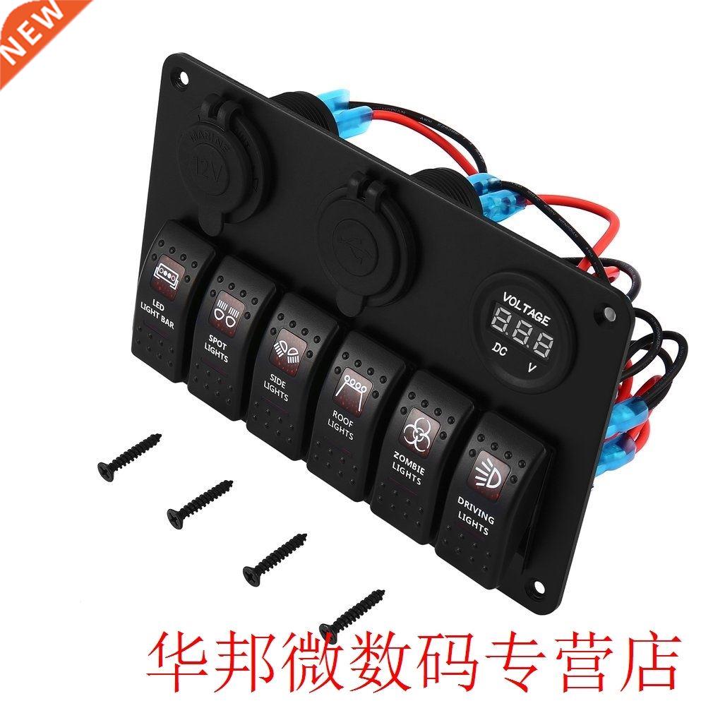 6 Gang Waterproof RV Car Marine Boat Circuit Breaker LED Roc