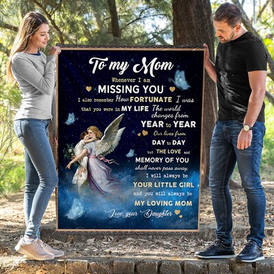 To My Mom From Daughter Angel Quilt Premium Blanket Fleece F