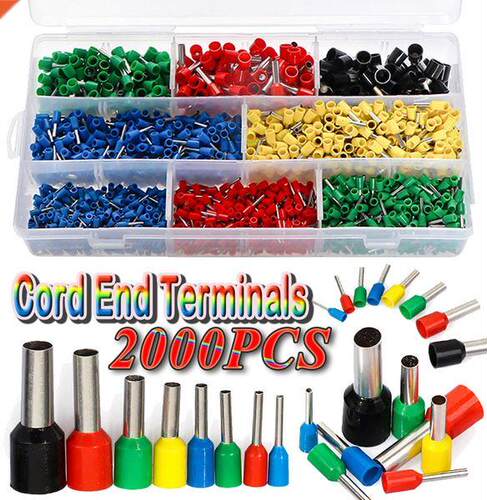 2000PCS Insulated Cord End Terminals Assortment Kit Wire End