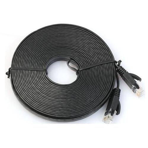 Cable RJ45 LAN Patch Lead Flat Cat6 Ethernet Modem Router Bl