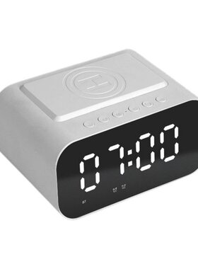 Wireless Charger Alarm Clock Speaker LED Smart Digital Clock