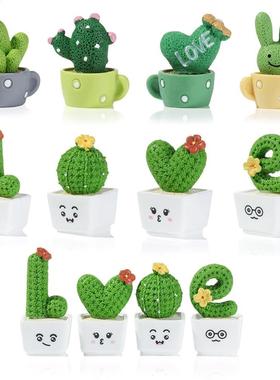Mini Cactus Flower Miniature Figurines Pot Succulent Plants