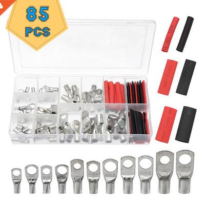 85Pcs Tinned Copper Ring Lug Terminal Connector With Solder