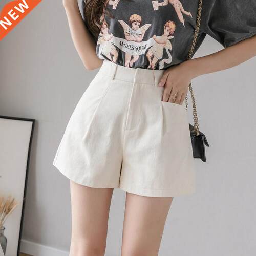Overalls Women's Shorts High Waist Korean Cotton Wide Le