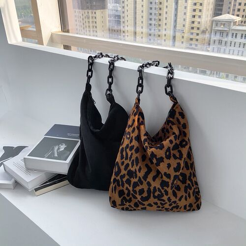 2021 New Fashion Corduroy Shoulder Bags Retro Leopard Patter