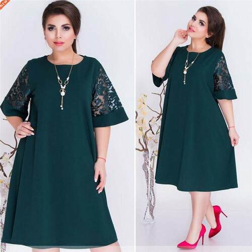 Brand New Women Casual Summer Plus Size Midi Dress Ladies Sh