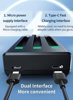 3 Slots USB Type C Charger with LED Indicator for Insta 360