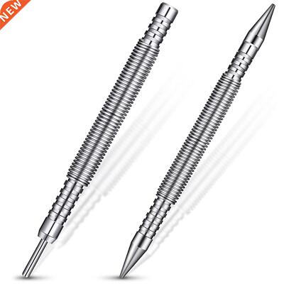 2Pc Spring Center Punch Hammerless Dual Head Nail Setter Spr