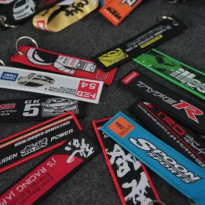 JDM Racing Rock Fashion Tags Keychain Rectangle Polyester Em