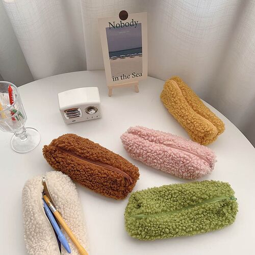 1Pcs Pencilcase Pure Color Stationery Pencil Bag Cute Lamb W