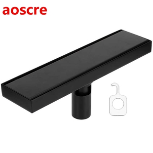 Black 30cm Floor Drain Set 304 Stainless Steel Linear Rectan