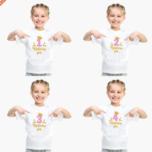 New Kids Boys Girls Summer Birthday T-shirts Short Sleeved T