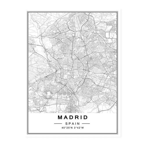 Minimalist Custom Made World City Maps Coordinate Black Whit