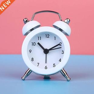 Cute Mini Metal Round Alarm Clock Desk Table Electronic Digi