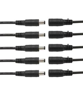 5/10Pcs Black 5.5 x 2.1mm DC Plug Jack Connector Cable Pigta