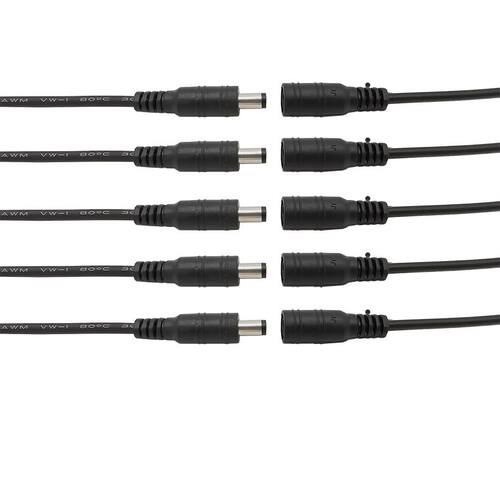5/10Pcs Black 5.5 x 2.1mm DC Plug Jack Connector Cable Pigta