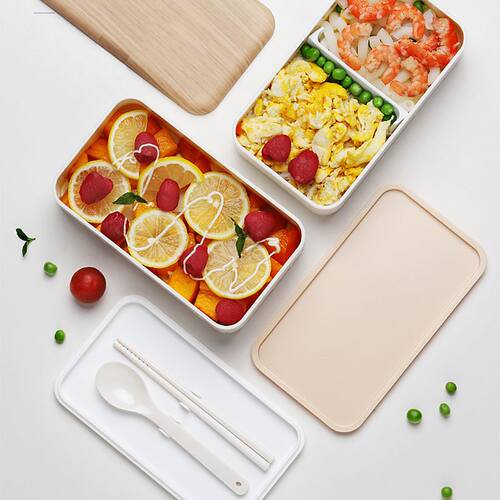 Microwave Double Layer Lunch Box Wooden Bento Box Portable C