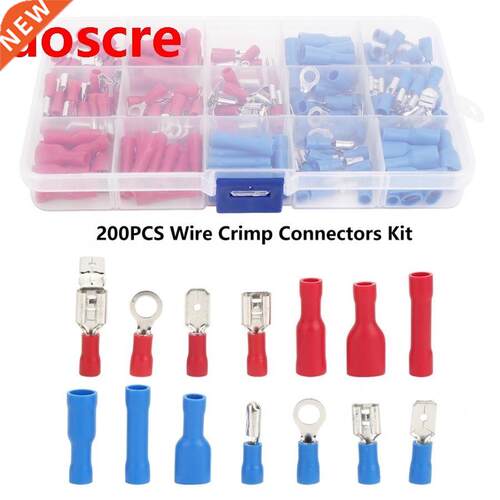 200Pcs Crimp Terminal Insulated Electrical Wire Connector Se