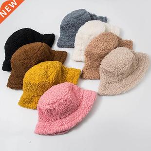 Women Hat Solid Artificial Fur Warm Female Cap Faux Fur Wint