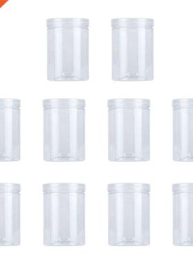 10 Pcs 500Ml Food Jar Sealed Transparent Plastic Kitchen Can