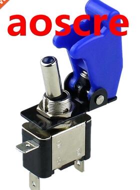 New Flip Up Cover 12V 20A Illuminated Dark Blue LED Toggle S