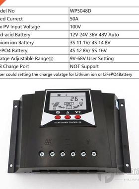 80 60 50 0 A AMP 12V 24V 6V 48V Solar Charge Controller PW