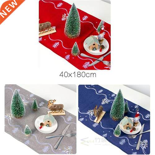 Christmas Table Flag Santa Claus Table Runner Cloth Embroide